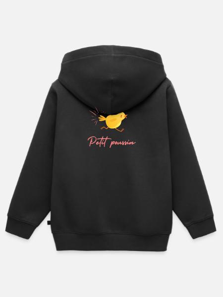 Petit poussin - Sweat Premium à capuche zippé enfant bio - noir
