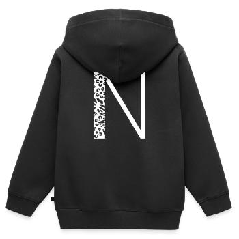 Buchstabe N - Kinder Premium Organic Zip Hoodie - Schwarz - Hinten - AI Model Kid Male (0cm)