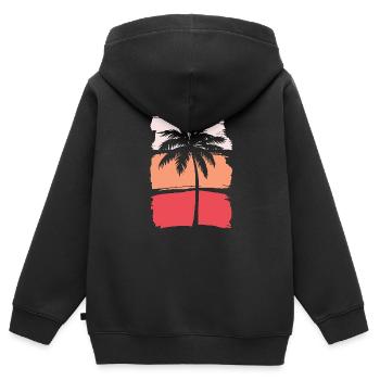 Silhouette de palmier - Sweat Premium à capuche zippé enfant bio - noir - Dos - AI Model Kid Male (0cm)