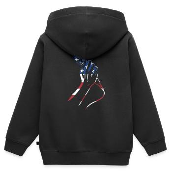 Comedian Us Flag Stand Up Comedy - Kinder Premium Organic Zip Hoodie - Schwarz - Hinten - AI Model Kid Male (0cm)