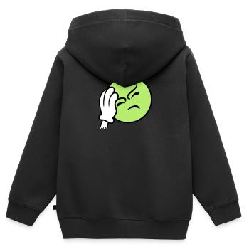Emoticon frustration / facepalm emoji (3c) - Sweat Premium à capuche zippé enfant bio - noir - Dos - AI Model Kid Male (0cm)