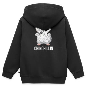 Tamponner Chinchillas Chinchillin cadeau pour rongeurs - Sweat Premium à capuche zippé enfant bio - noir - Dos - AI Model Kid Male (0cm)
