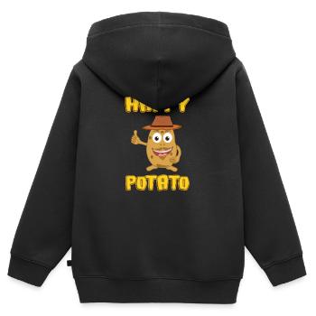 Happy Potato - Glückliche Kartoffel - Kids Premium Organic Zip-up Hoodie - black - Back - AI Model Kid Male (0cm)