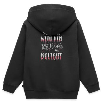 Fotografin Hobby Leidenschaft Bilder - Kinder Premium Organic Zip Hoodie - Schwarz - Hinten - AI Model Kid Male (0cm)