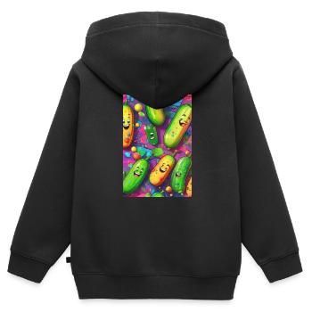Cucumbers, Cucumber, Graffiti, Laughing Cucumbers, Colorful - Kids Premium Organic Zip-up Hoodie - black - Back - AI Model Kid Male (0cm)