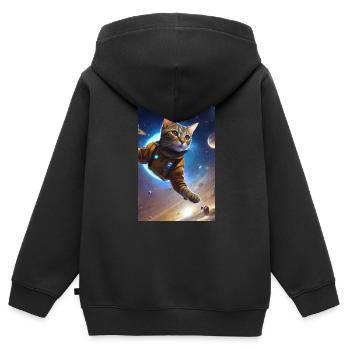 Flying Cats, Cats, Outer Space, Planets - Kids Premium Organic Zip-up Hoodie - black - Back - AI Model Kid Male (0cm)