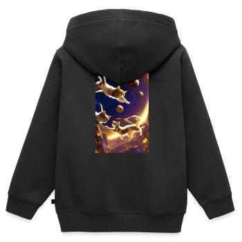Flying Cats, Cats, Outer Space, Planets - Kids Premium Organic Zip-up Hoodie - black - Back - AI Model Kid Male (0cm)