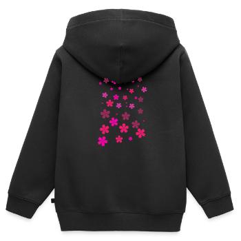 Fleurs rouges, fleurs, fleurs, fleurs roses - Sweat Premium à capuche zippé enfant bio - noir - Dos - AI Model Kid Male (0cm)