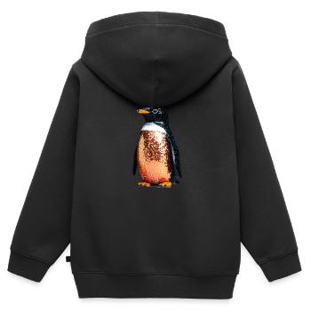 Pinguin,Pailletten,Glitzer,gold,schwarz - Kinder Premium Organic Zip Hoodie - Schwarz - Hinten - AI Model Kid Male (0cm)