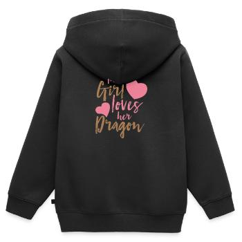 Fantasy / Dragons: This Girl Loves Her Dragon - Kids Premium Organic Zip-up Hoodie - black - Back - AI Model Kid Male (0cm)