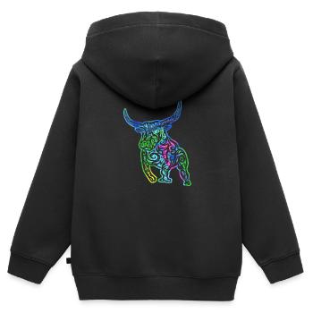 Taureau - Signe du zodiaque Taureau - Je suis Taureau - Taureau - Sweat Premium à capuche zippé enfant bio - noir - Dos - AI Model Kid Male (0cm)