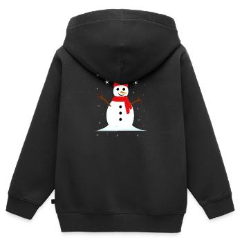 Schneemann Winter Weihnachten - Kinder Premium Organic Zip Hoodie - Schwarz - Hinten - AI Model Kid Male (0cm)