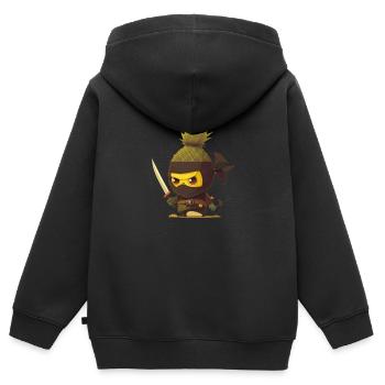 Ninjananas - Kinder Premium Organic Zip Hoodie - Schwarz - Hinten - AI Model Kid Male (0cm)
