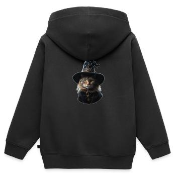 Hexenkater Halloween - Kinder Premium Organic Zip Hoodie - Schwarz - Hinten - AI Model Kid Male (0cm)