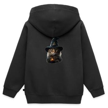 Hexenkater Halloween - Kinder Premium Organic Zip Hoodie - Schwarz - Hinten - AI Model Kid Male (0cm)
