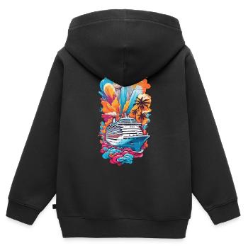 Kreuzfahrt Traum Meer & Luxus Schifffahrt - Kinder Premium Organic Zip Hoodie - Schwarz - Hinten - AI Model Kid Male (0cm)