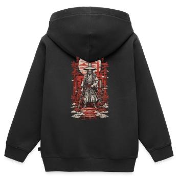 Samurai Vintage Schwertkämpfer Ästhetik Japan - Kinder Premium Organic Zip Hoodie - Schwarz - Hinten - AI Model Kid Male (0cm)