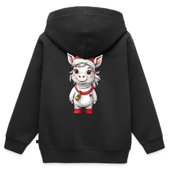 Conception de Noël de chevaux mignons de poney d’hiver - Sweat Premium à capuche zippé enfant bio - noir - Dos - AI Model Kid Male (0cm)