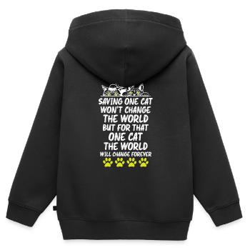Amoureux des chats - Sweat Premium à capuche zippé enfant bio - noir - Dos - AI Model Kid Male (0cm)