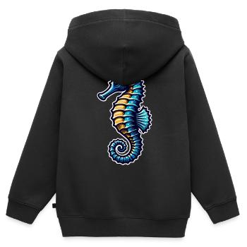 Hippocampe Hippocampe - Sweat Premium à capuche zippé enfant bio - noir - Dos - AI Model Kid Male (0cm)