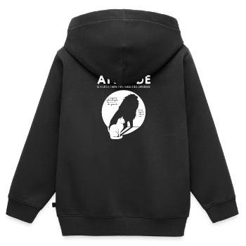Attitude - Cat - Sweat Premium à capuche zippé enfant bio - noir - Dos - AI Model Kid Male (0cm)