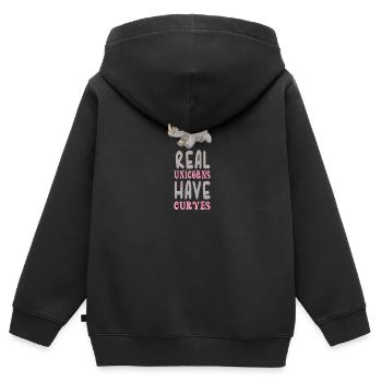 Réels licornes ont des courbes - Sweat Premium à capuche zippé enfant bio - noir - Dos - AI Model Kid Male (0cm)