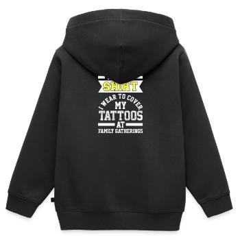 Tattoo Shirt - Kinder Premium Organic Zip Hoodie - Schwarz - Hinten - AI Model Kid Male (0cm)