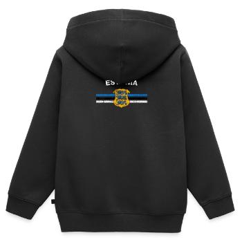 Drapeau estonien T-shirt - Badges estoniens et Estonie Fl - Sweat Premium à capuche zippé enfant bio - noir - Dos - AI Model Kid Male (0cm)