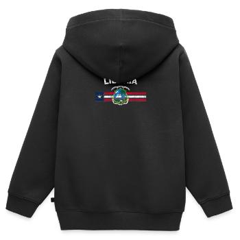 Liberian Flag Shirt - Liberian Emblem & Liberia Fl - Kids Premium Organic Zip-up Hoodie - black - Back - AI Model Kid Male (0cm)