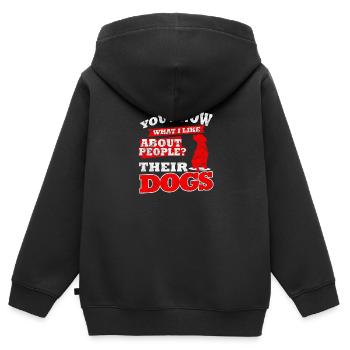 Distressed - An Menschen mag ich ihre Hunde - Kinder Premium Organic Zip Hoodie - Schwarz - Hinten - AI Model Kid Male (0cm)