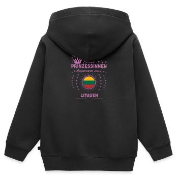 Prinzessinnen kommen aus LITAUEN - Kinder Premium Organic Zip Hoodie - Schwarz - Hinten - AI Model Kid Male (0cm)