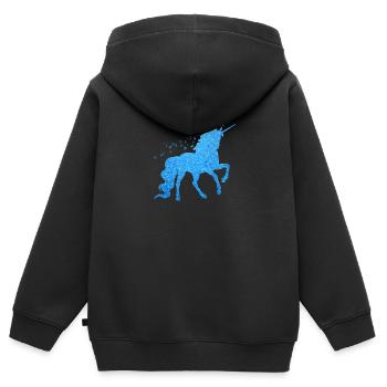 The blue glitter unicorn - Kids Premium Organic Zip-up Hoodie - black - Back - AI Model Kid Male (0cm)