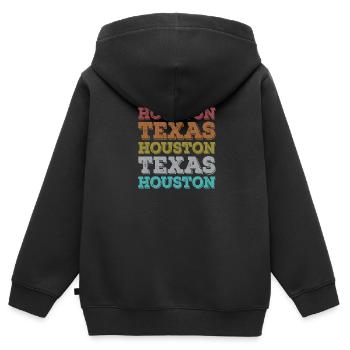 Vintage Texas Houston - Kinder Premium Organic Zip Hoodie - Schwarz - Hinten - AI Model Kid Male (0cm)