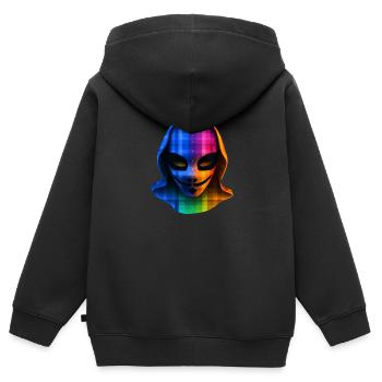 Digital Pride: Anonymous LGBTQAI+ - Kinder Premium Organic Zip Hoodie - Schwarz - Hinten - AI Model Kid Male (0cm)