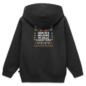 Le Père Noël est là Jolly Elf Oh Oh Oh Oh - Sweat Premium à capuche zippé enfant bio - noir - Dos - AI Model Kid Male (0cm)