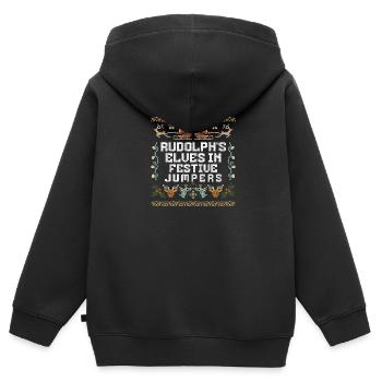 Le Père Noël est là Jolly Elf Oh Oh Oh Oh - Sweat Premium à capuche zippé enfant bio - noir - Dos - AI Model Kid Male (0cm)
