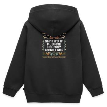 Le Père Noël est là Jolly Elf Oh Oh Oh Oh - Sweat Premium à capuche zippé enfant bio - noir - Dos - AI Model Kid Male (0cm)