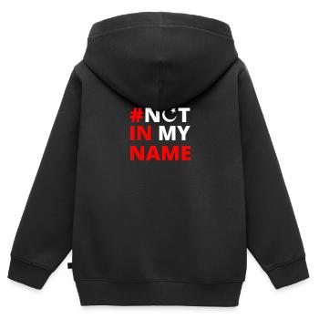 NOT IN MY NAME MUSLIM ISLAM - Kinder Premium Organic Zip Hoodie - Schwarz - Hinten - AI Model Kid Male (0cm)