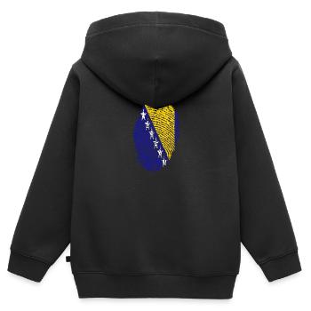 empreintes digitales j'aime la Bosnie Bosnie - Sweat Premium à capuche zippé enfant bio - noir - Dos - AI Model Kid Male (0cm)