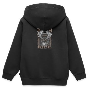 Born to Ride motorcycle 1985 - Kinder Premium Organic Zip Hoodie - Schwarz - Hinten - AI Model Kid Male (0cm)