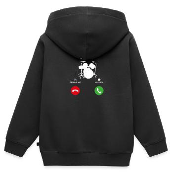 Call Mobile Anruf DRUMMER SCHLAGZEUG drums - Kinder Premium Organic Zip Hoodie - Schwarz - Hinten - AI Model Kid Male (0cm)