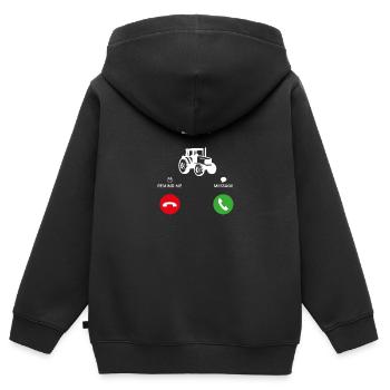 Appel mobile appel tractor tracteur agriculteur - Sweat Premium à capuche zippé enfant bio - noir - Dos - AI Model Kid Male (0cm)
