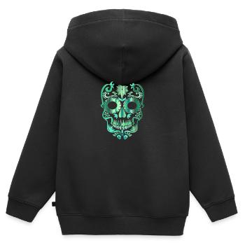 Skull - Kinder Premium Organic Zip Hoodie - Schwarz - Hinten - AI Model Kid Male (0cm)