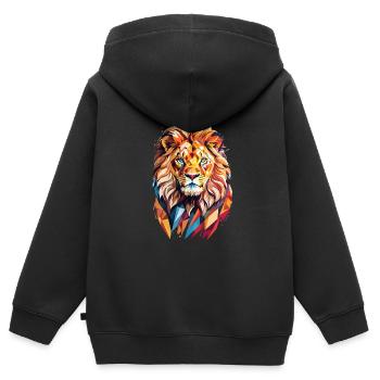 Polygon Löwe - Kinder Premium Organic Zip Hoodie - Schwarz - Hinten - AI Model Kid Male (0cm)