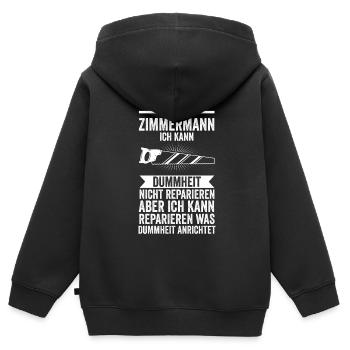 Zimmermann Beruf Zimmerei Geschenk - Kinder Premium Organic Zip Hoodie - Schwarz - Hinten - AI Model Kid Male (0cm)