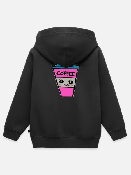 Kaffeebecher - Kinder Premium Organic Zip Hoodie - Schwarz