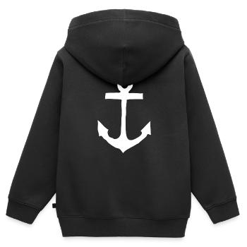 Anker Schiffer Kapitän Schifffahrt Fischerei - Kinder Premium Organic Zip Hoodie - Schwarz - Hinten - AI Model Kid Male (0cm)