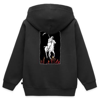 Hölle - Kinder Premium Organic Zip Hoodie - Schwarz - Hinten - AI Model Kid Male (0cm)