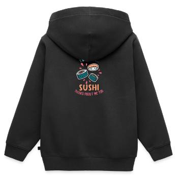 Sushi - Sweat Premium à capuche zippé enfant bio - noir - Dos - AI Model Kid Male (0cm)