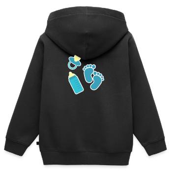 Baby Symbole Schnuller Füsse Fläschchen blau Comic - Kinder Premium Organic Zip Hoodie - Schwarz - Hinten - AI Model Kid Male (0cm)
